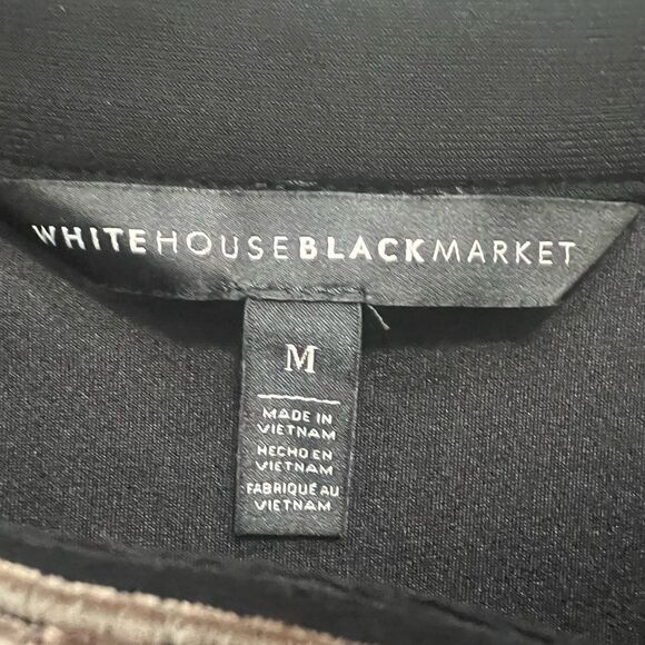 White House Black Market Embroidered Dress M Black Boho 3/4 Sleeve Cold Shoulder - Picture 5 of 6